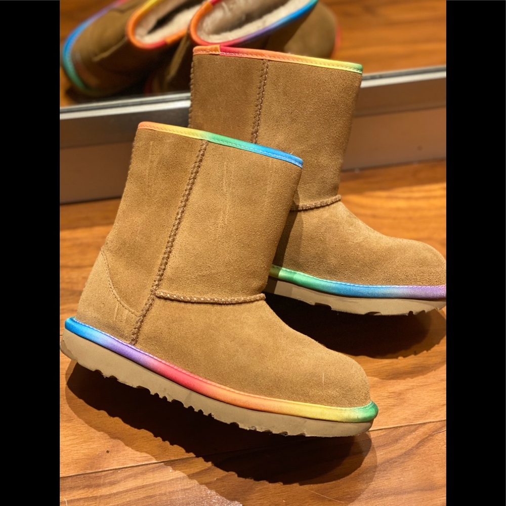 UGG Girl rainbow trimmed boots